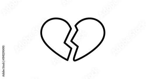 Broken Heart Icon, Symbol of Sadness, Love Loss, and Heartbreak