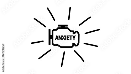 symbol of anxiety, black isolated silhouette