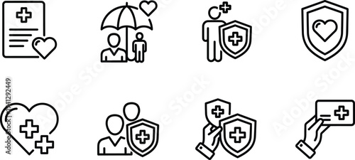 Medical protection and care icons