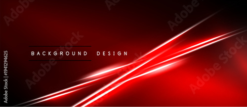 Dark red background features bright neon lines. Diagonal streaks create dynamic visual effect. Text reads background design. Minimalist, modern aesthetic.