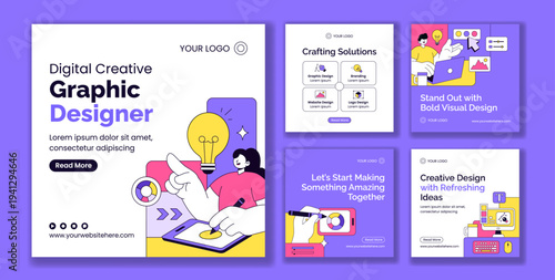 Flat Cartoon Hand Drawn Graphic Design Social Media Post Background Illustration Template