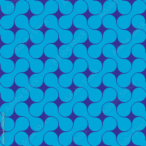 This contemporary patterned material boasts a gourd shape and is available in blue and light blue.