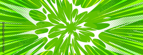 Comic book burst background with radial rays and halftone dots, cartoon vector illustration, dynamic red pop art banner for super hero action scenes and manga-style graphic designs.