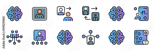 Machine learning node and user profile icons – Perfect for personalized content, tech blogs, or digital UI.