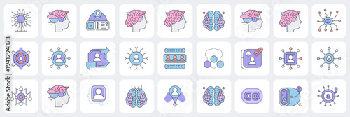 AI personalization and user brain icons – Ideal for recommendation systems, UX design, or app marketing.