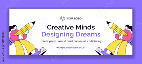 Social Media Cover Graphic Design Flat Cartoon Hand Drawn Background Template