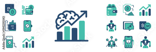 Fintech analytics and AI prediction icons – Perfect for banking tech, investment blogs, or digital UI.