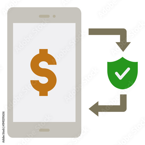 Secure Mobile Payment Illustration with Dollar Sign and Shield