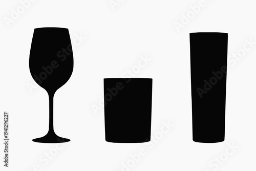 "Drinking Glass Silhouette Trio"