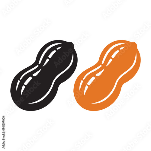 Peanut icon set in black and orange