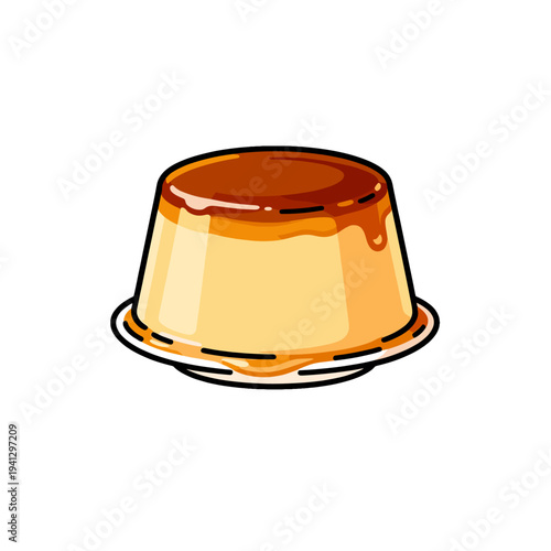 [Vector EPS]Delicious and sweet caramel custard pudding dessert