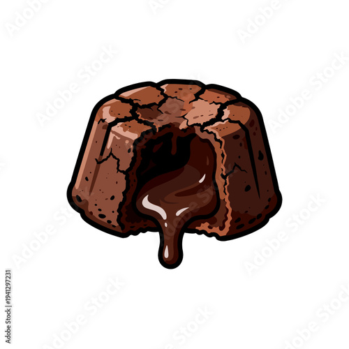 [Vector EPS]Decadent chocolate lava cake with flowing molten center