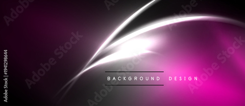 Abstract pink, purple gradients. Bright white curve creates dynamic visual effect. Dark background emphasizes luminosity, modern design elements.