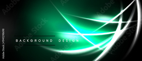 Dark green background features bright white lines, curves. Modern design element with text background design. Simple, elegant aesthetic.