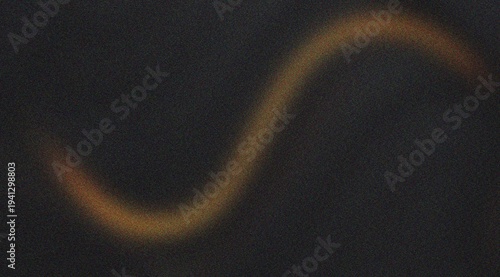 Quadro em tela Sinuous golden light trail with heavy analog grain on black backdrop