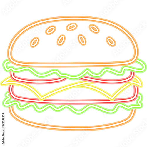 Burger Neon Icon