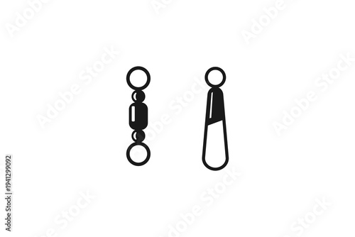 Fishing tackle accessories icon featuring swivel and sinker weights
