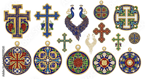 Romanesque Bestiary Vector Creatures - Medieval Mythical Animals and Symbolic Beasts