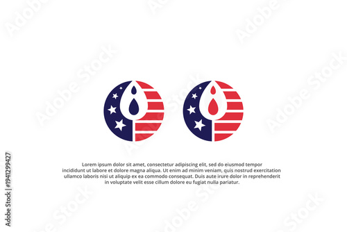 usa flag water or blood drop donation source logo