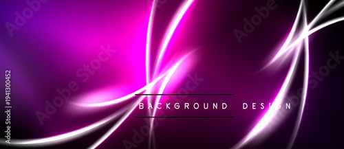 Abstract purple light streaks over black background. Dynamic lines create modern visual effect. Bright energy radiates from center.