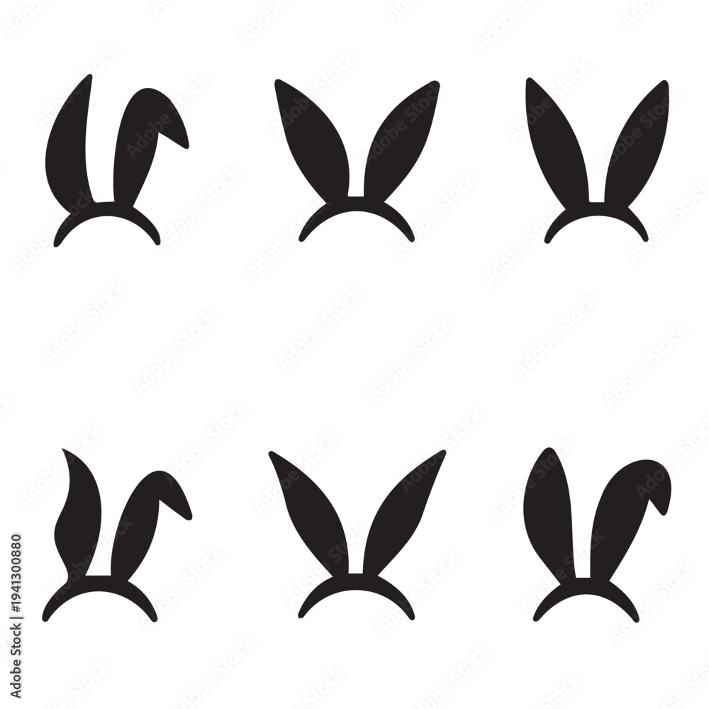 Fototapeta premium Easter Bunny Ears Vector Icons