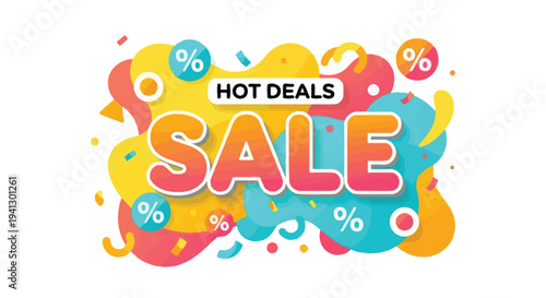 Set of colorful sale and hot deals vector graphics