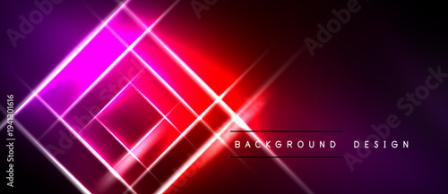 Vibrant neon lines create dynamic grid pattern. Pink, red hues dominate dark background. Modern design element.