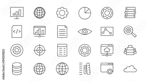 Data analytic thin line icons. Editable stroke. For website marketing design, logo, app, template, ui, etc. Vector illustration.