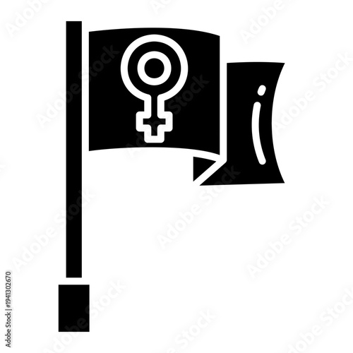 Feminism Flag Icon Symbol for Women's Rights Movement