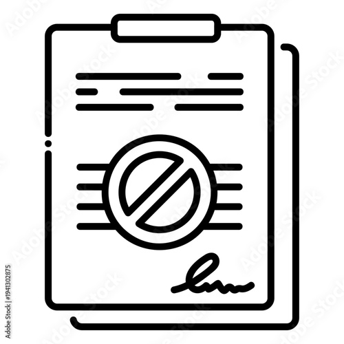 Document Rejected with Sign on Clipboard