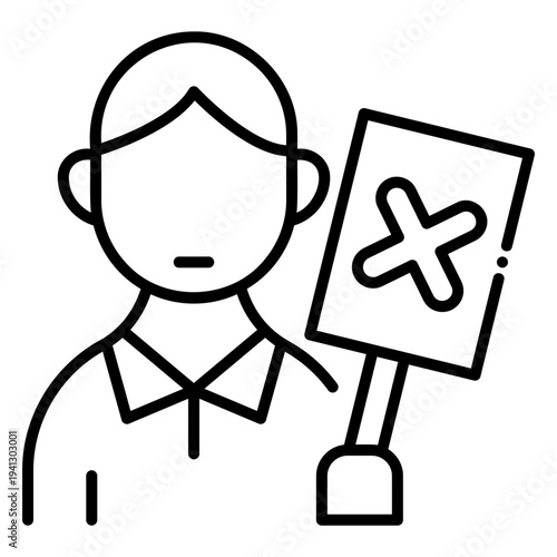 Person Holding Sign with Cross Symbol Illustration