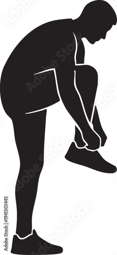 Putting on a Shoe Standing Balance and Morning Routine Silhouettes