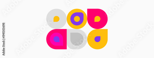 Colorful circles arranged in grid pattern. Bright hues create playful, modern visual. Simple shapes dominate composition.