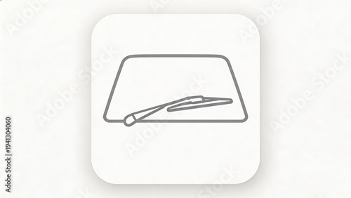 Minimalist line illustration of a car windshield wiper on a white background. Represents automotive cleaning accessory and transportation safety.