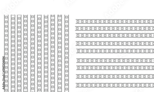 A black and white image of a page with dense rows of text and patterns