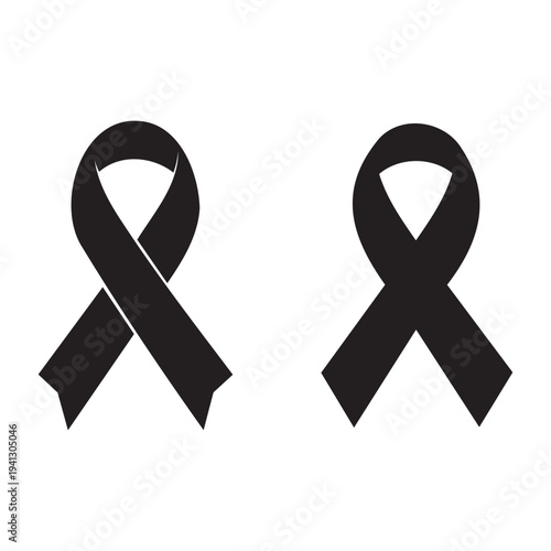 Black mourning ribbon icon design