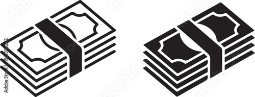Stack Of Dollar Money Bundle Icon Minimal Cash Payment Finance Symbol