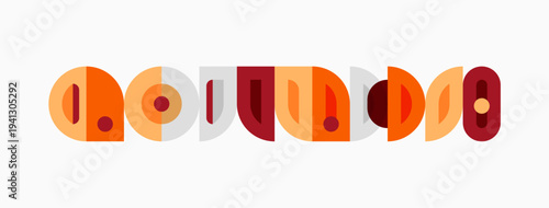 Retro typography design features stylized text. Warm color palette dominates composition, creating vintage aesthetic. Simple shapes define letters.