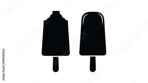 Two black popsicle shapes displayed against a white background silhouette