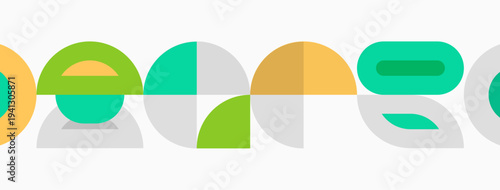 Colorful geometric shapes form letters spelling decode. Minimalist design with overlapping circles, squares, muted tones. Modern aesthetic.