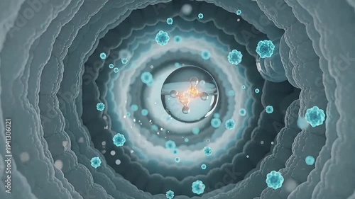 3D Animation of Medical Molecule Inside Water Droplet with Cinematic Lighting and Detail
