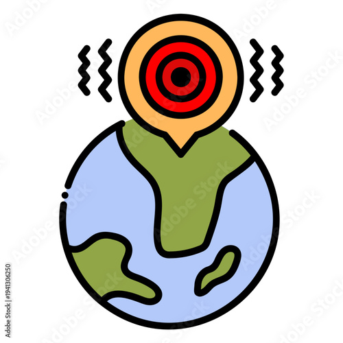 Earthquake Epicenter on Globe Illustration
