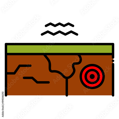 Earthquake Ground Illustration with Waves