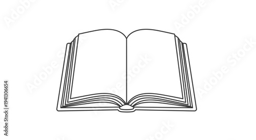 Open book illustration in black and white study learning education concept