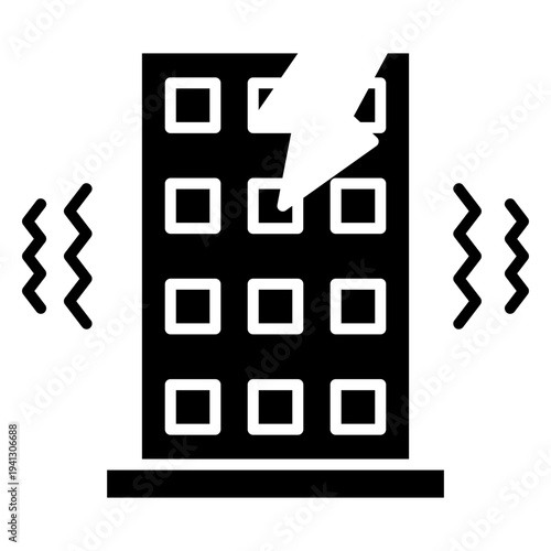Earthquake Damaged Building Vector Icon