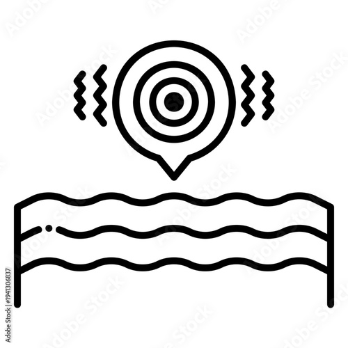 Seismic Activity Icon Showing Earthquake Over Land