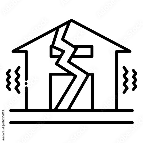 Earthquake Damaged House Vector Icon
