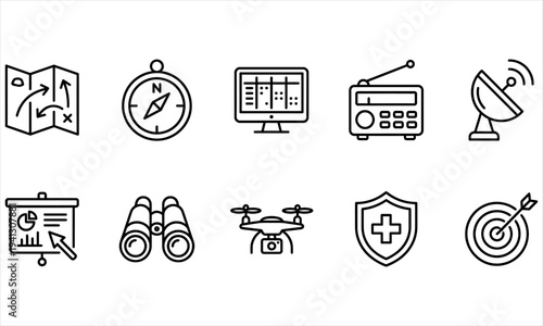 Business icons set for technology and communication concepts flat design
