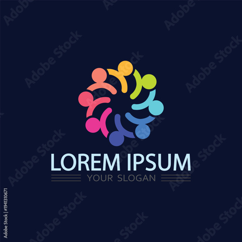 Modern human character logo icon vector design abstract people symbol teamwork branding concept