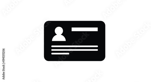 Simple black icon depicting a generic identification card or access badge